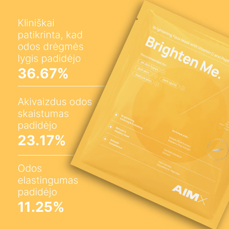 Greito poveikio skaistinanti lakštinė veido kaukė su vitaminu C, AIMX „Brighten Me“ 5vnt.