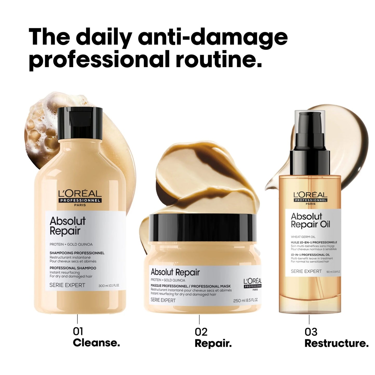 SERIE EXPERT ABSOLUT REPAIR MOLECULAR MASK WITH PROTEIN AND GOLD QUINOA
Plaukų kaukė 250ml