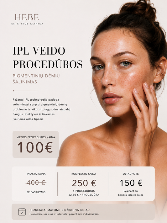 IPL pigmentinių dėmių šalinimas – 4 procedūrų kursas