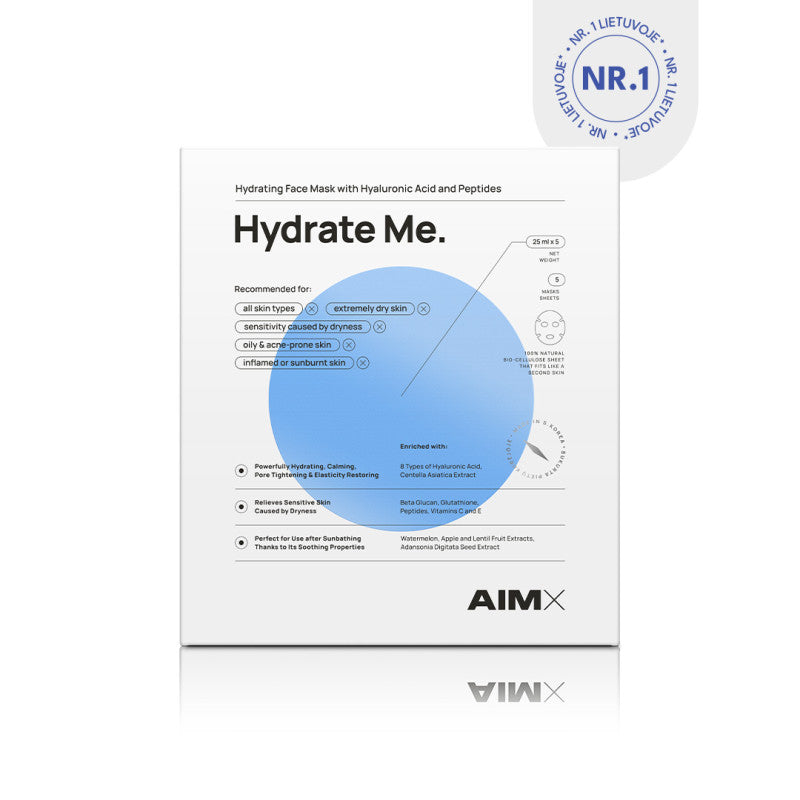 Greito poveikio giliai drėkinanti lakštinė veido kaukė su peptidais AIMX „Hydrate Me“ 5vnt.