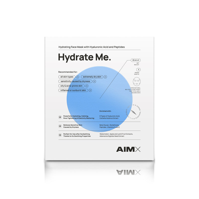 Greito poveikio giliai drėkinanti lakštinė veido kaukė su peptidais AIMX „Hydrate Me“ 5vnt.