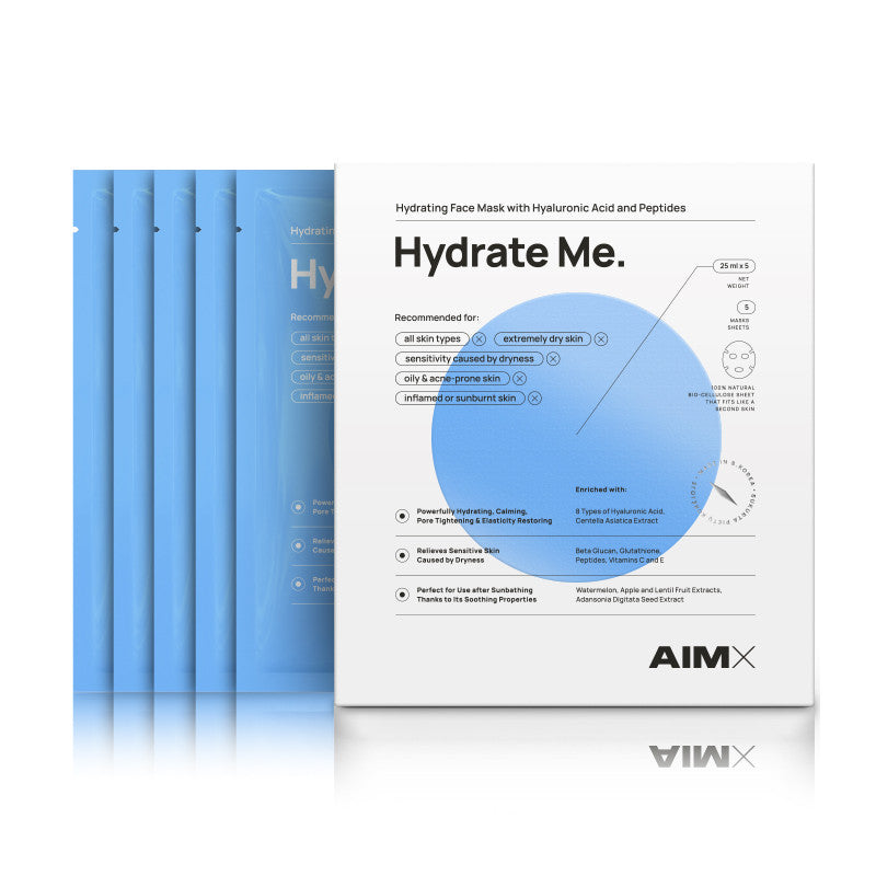 Greito poveikio giliai drėkinanti lakštinė veido kaukė su peptidais AIMX „Hydrate Me“ 5vnt.