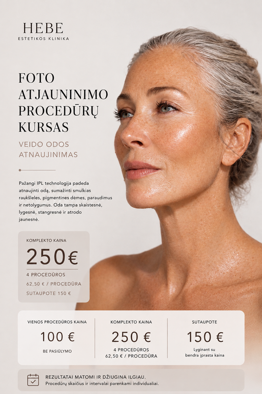 FOTO ATJAUNINIMAS IPL – 4 PROCEDŪRŲ KURSAS