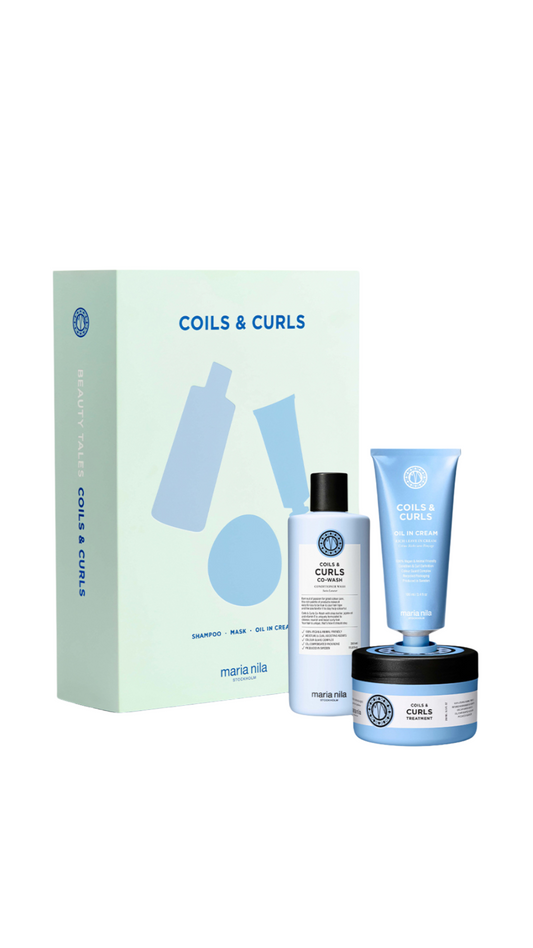 MARIA NILA COILS & CURLS garbanotų plaukų priežiūros rinkinys,  2 PRODUKTAI + 1 DOVANŲ